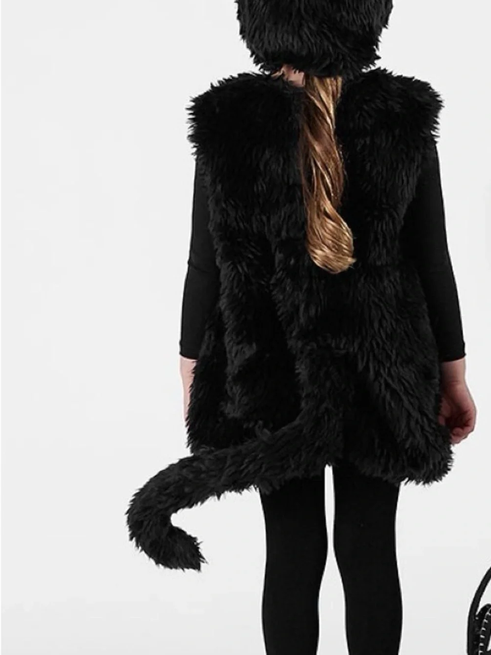 Pottery Barn Kids Black Fuzzy Cat Costume with Hood and Tail